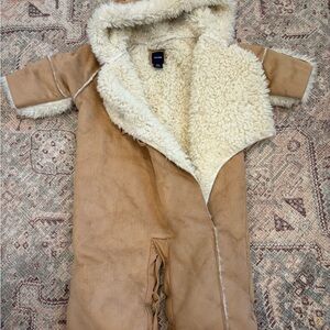 GAP Tan Sherpa-Lined Kids Coat